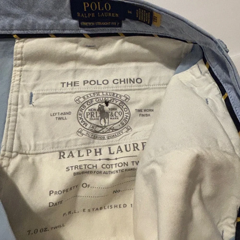 Polo Ralph Lauren Mens Stretch Straight Fit 7 Chino Shorts Light Blue Size 36